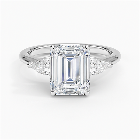 Platinum Fleur Three Stone Diamond Ring