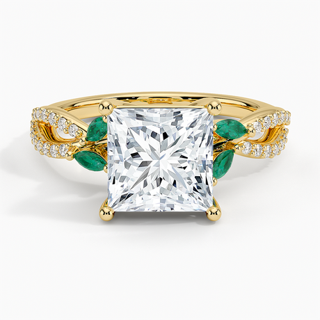 Luxe Willow Lab Emerald and Diamond Ring (1/8 ct. tw.)