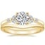 18K Yellow Gold Verbena Diamond Ring with Petite Curved Wedding Ring