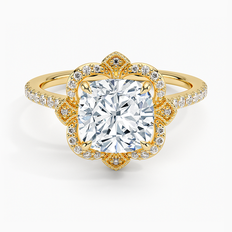 18K Yellow Gold Reina Halo Diamond Ring