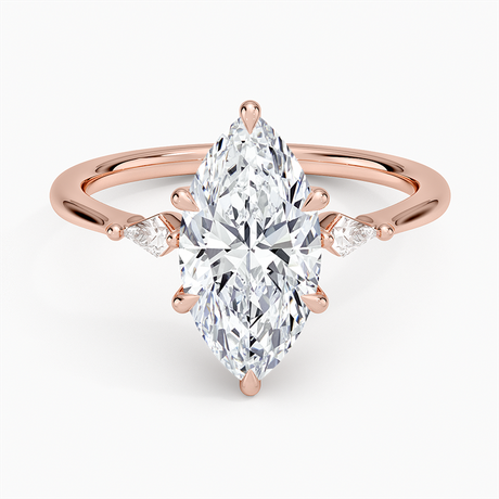 14K Rose Gold Petite Cometa Three Stone Diamond Ring