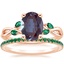 14K Rose Gold Willow Ring With Lab Emerald Accents with Luxe Ballad Emerald Ring