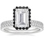 18KW Moissanite Waverly Diamond Ring with Black Diamond Accents with Luxe Ballad Diamond Ring, smalltop view