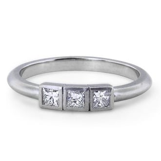 Custom Modern Princess Bezel Wedding Band