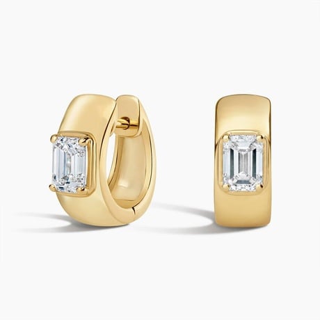 Billie Emerald-Cut Lab Diamond 14mm Hoop Earrings