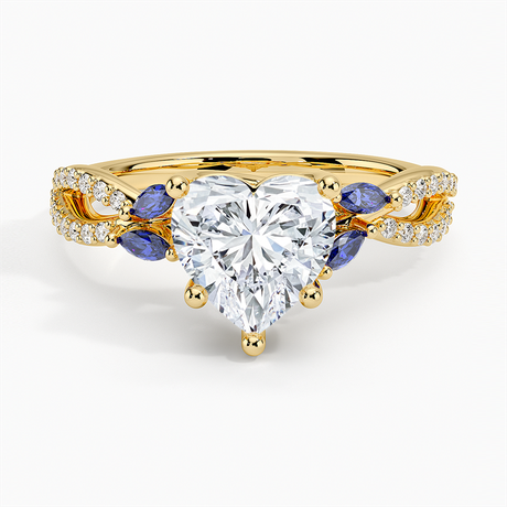 18K Yellow Gold Luxe Willow Sapphire and Diamond Ring (1/8 ct. tw.)