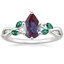 18K White Gold Willow Ring With Lab Emerald Accents, smalltop view