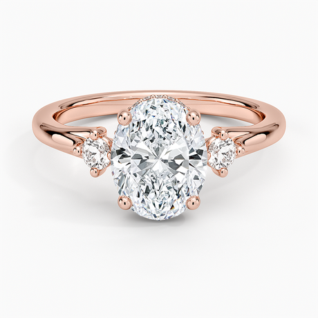 14K Rose Gold Floating Three Stone Diamond Ring