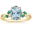 18K Yellow Gold Willow Ring With Lab Emerald Accents, smalltop view