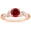 14K Rose Gold Willow Diamond Ring (1/8 ct. tw.), smalltop view