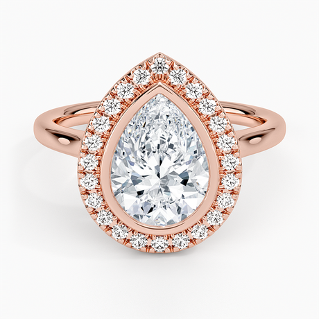 14K Rose Gold Bezel Halo Diamond Ring (1/4 ct. tw.)