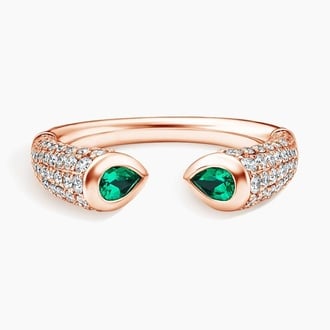 Luxe Stevie Lab Emerald and Lab Diamond Toi et Moi Ring