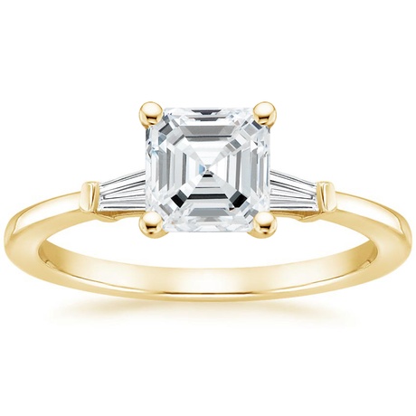 18K Yellow Gold Tapered Baguette Diamond Bridal Set