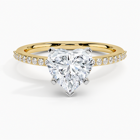 18K Yellow Gold Delicate Shared Prong Diamond Ring