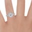 18K White Gold Cadenza Halo Diamond Ring, smallzoomed in top view on a hand