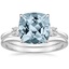 PT Aquamarine Selene Diamond Ring (1/10 ct. tw.) with Petite Curved Wedding Ring, smalltop view