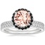 18KW Morganite Waverly Diamond Ring with Black Diamond Accents with Luxe Ballad Diamond Ring, smalltop view