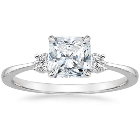18K White Gold Selene Diamond Ring with Petite Curved Diamond Ring