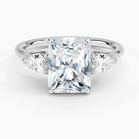18K White Gold Trellis Three Stone Pear Diamond Ring