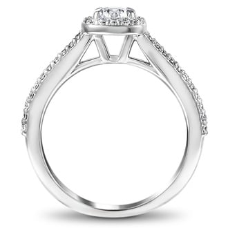Custom Shared Prong Halo Diamond Ring
