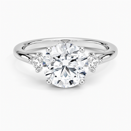 18K White Gold Floating Three Stone Diamond Ring