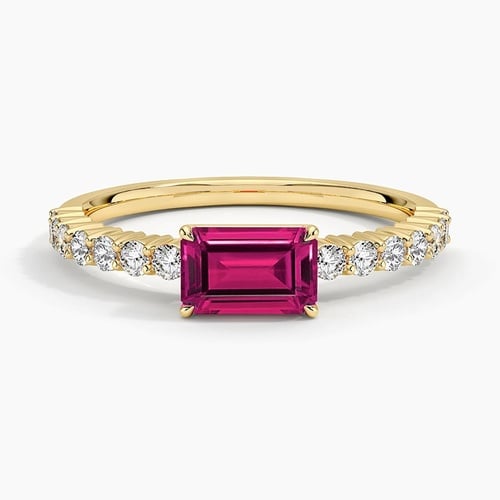 Beatrice Lab Grown Ruby and Diamond Ring (1/4 ct. tw.) in 14K