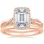 14K Rose Gold Petite Twisted Vine Halo Diamond Ring (1/4 ct. tw.) with Petite Comfort Fit Wedding Ring