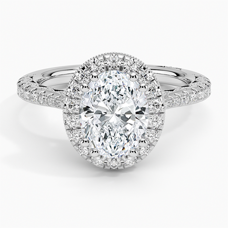 Halo Ring With Diamond Accented Gallery and Band