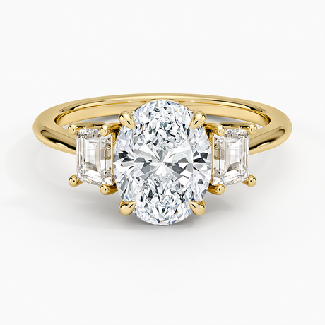 Embrace Three Stone Trapezoid Diamond Ring
