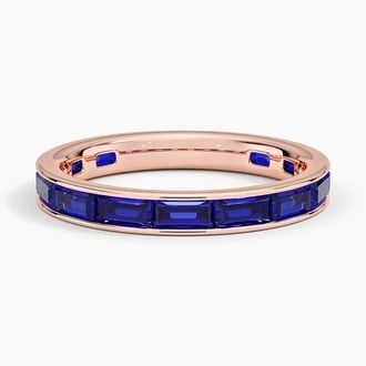 Channel Set Baguette Lab Sapphire Ring