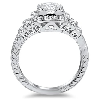 Custom Geometric Engraved Diamond Ring