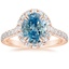 14K Rose Gold Sienna Halo Half Coverage Diamond Ring, smalltop view
