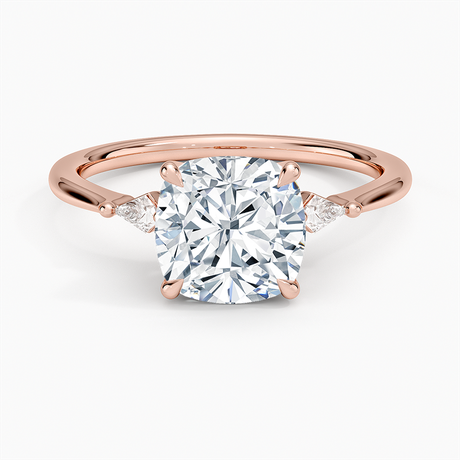 14K Rose Gold Petite Cometa Three Stone Diamond Ring
