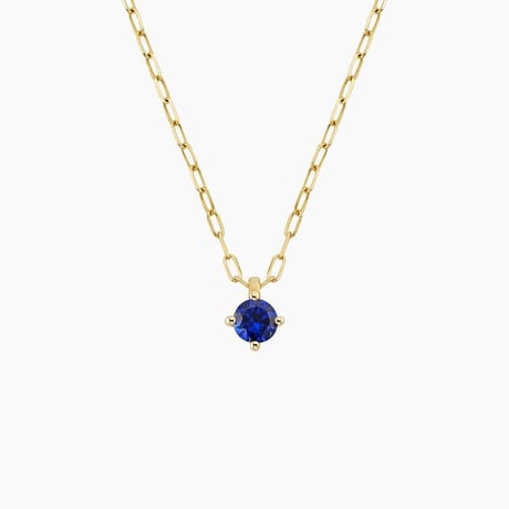 Lab Sapphire Paperclip Chain Pendant Necklace