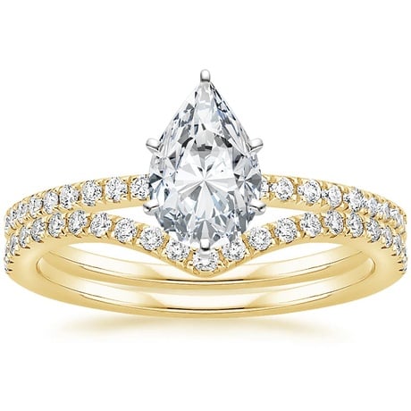 18K Yellow Gold Ballad Diamond Ring (1/8 ct. tw.) with Flair Diamond Ring (1/6 ct. tw.)