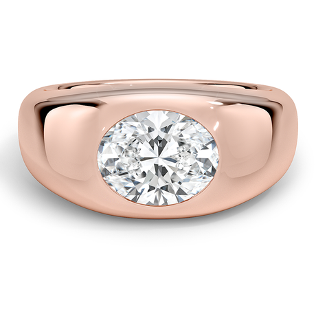 14K Rose Gold Sloane Flush Set Solitaire Dome Ring