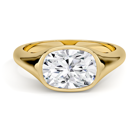18K Yellow Gold East-West Bezel Solitaire Signet Ring