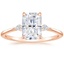 14K Rose Gold Petite Cometa Three Stone Diamond Ring, smalltop view