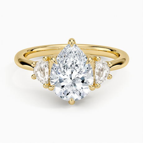 18K Yellow Gold Half Moon Three Stone Diamond Ring (1/4 ct. tw.)