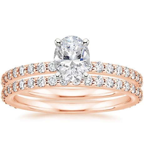 14K Rose Gold Luxe Petite Shared Prong Diamond Bridal Set (3/4 ct. tw.)