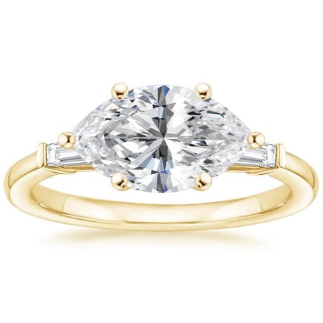 East West Baguette Engagement Ring - Tapered