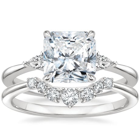 18K White Gold Aria Contoured Diamond Bridal Set