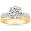 18K Yellow Gold Olivetta Diamond Ring with Petite Comfort Fit Wedding Ring