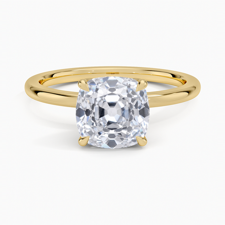 Diamond Accented Petal Prong Engagement Ring