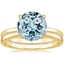18KY Aquamarine Elodie Ring with Crescent Diamond Ring, smalltop view