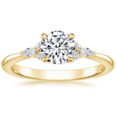 18K Yellow Gold Nadia Diamond Ring with Aria Contoured Diamond Ring