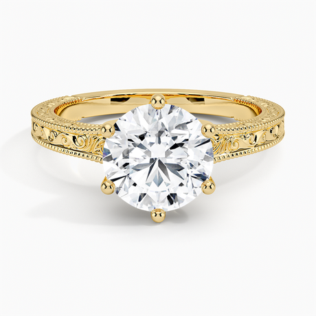 18K Yellow Gold Hudson Engraved Ring
