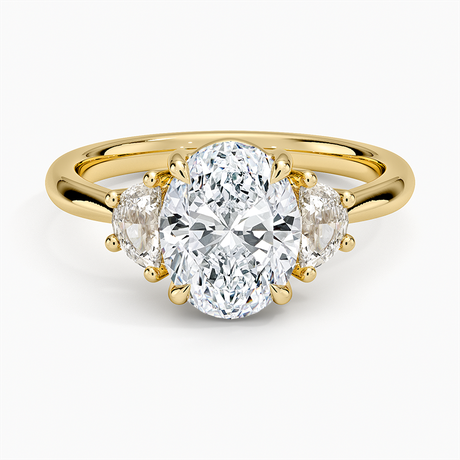 18K Yellow Gold Half Moon Three Stone Diamond Ring (1/4 ct. tw.)