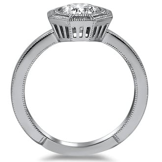 Custom Octagonal Milgrain Solitaire Ring