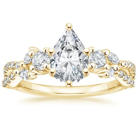 18K Yellow Gold Three Stone Luxe Willow Diamond Ring with Luxe Winding Willow Diamond Ring